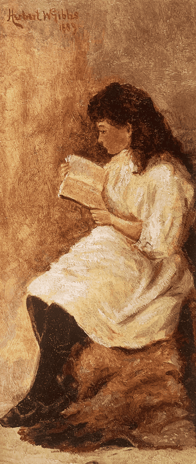 May Gibbs Reading Dickens' 'Bleak House' by Herbert Gibbs